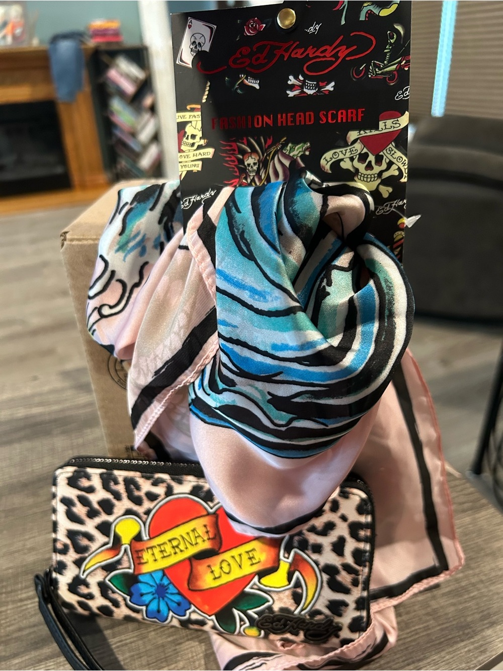 Ed Hardy Fashion Scarf and Wristlet Wallet